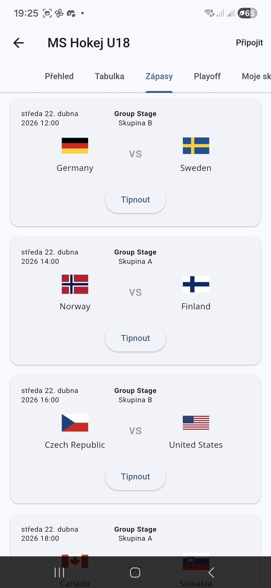 Zápasy – tipování